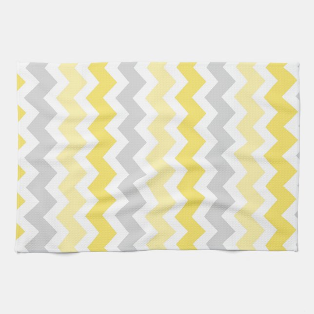 Yellow Gray Chevron Kitchen Cloth Towel (Horizontal)