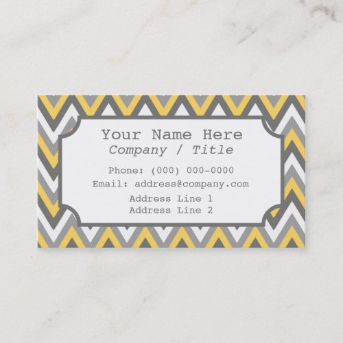 Yellow Gray Chevron Label Business Card