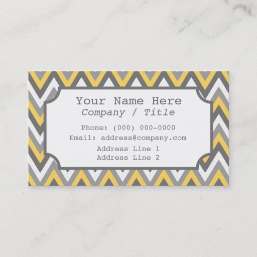 Customizable Yellow Gray Chevron Label Business Card