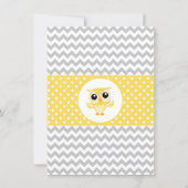 Yellow Gray Chevron Neutral Cute Owl Baby Shower Invitation (Back)