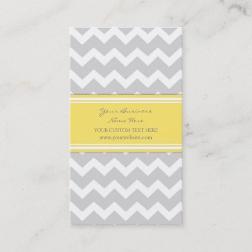 Yellow Gray Chevron Retro Business Cards