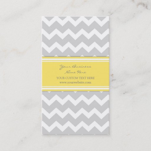 Customizable Yellow Gray Chevron Retro Business Cards