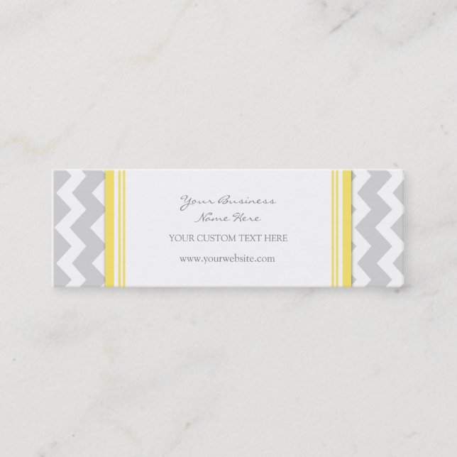 Yellow Gray Chevron Retro Business Cards (Front)