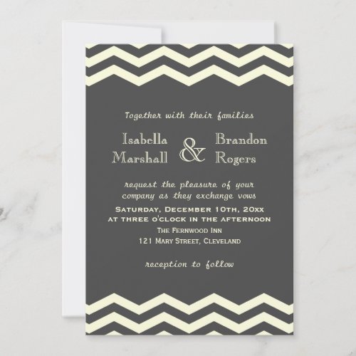 Yellow &amp; Gray Chevron Wedding Invitation