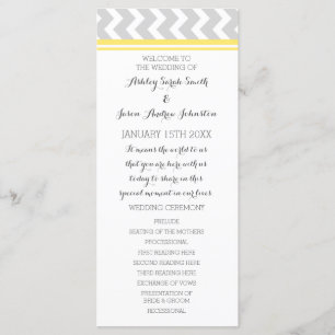 Yellow Gray Chevron Wedding Program
