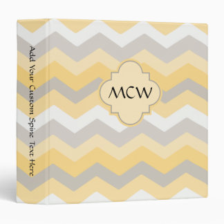 Yellow/Gray Chevron Zigzag 3 Ring Binder