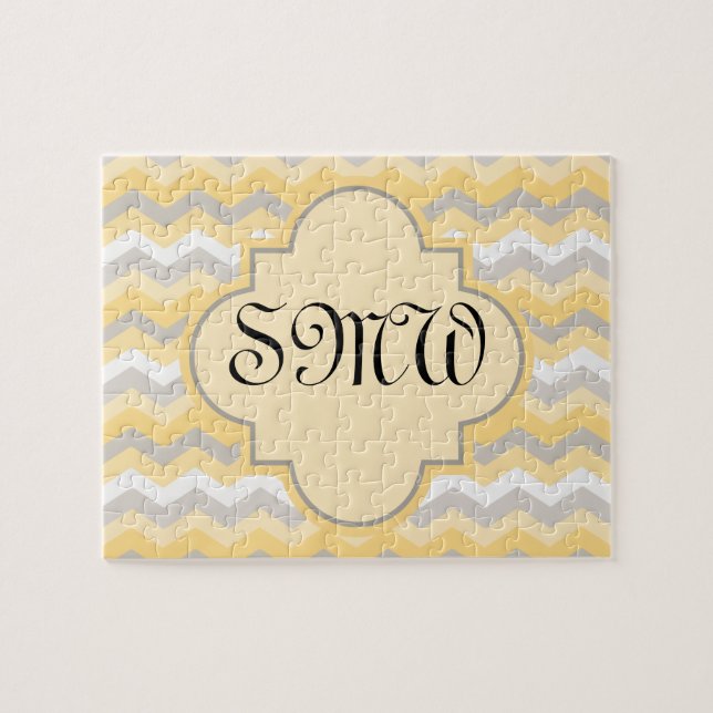 Yellow/Gray Chevron Zigzag Jigsaw Puzzle (Horizontal)