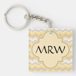 Yellow/Gray Chevron Zigzag Keychain