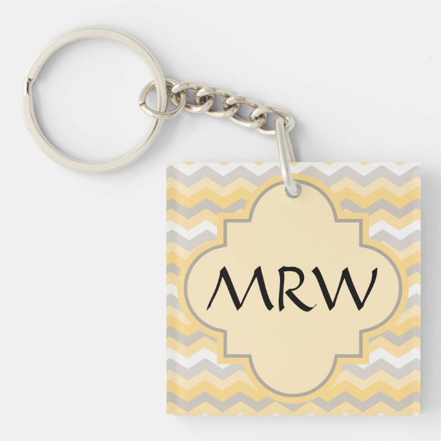 Yellow/Gray Chevron Zigzag Keychain (Front)