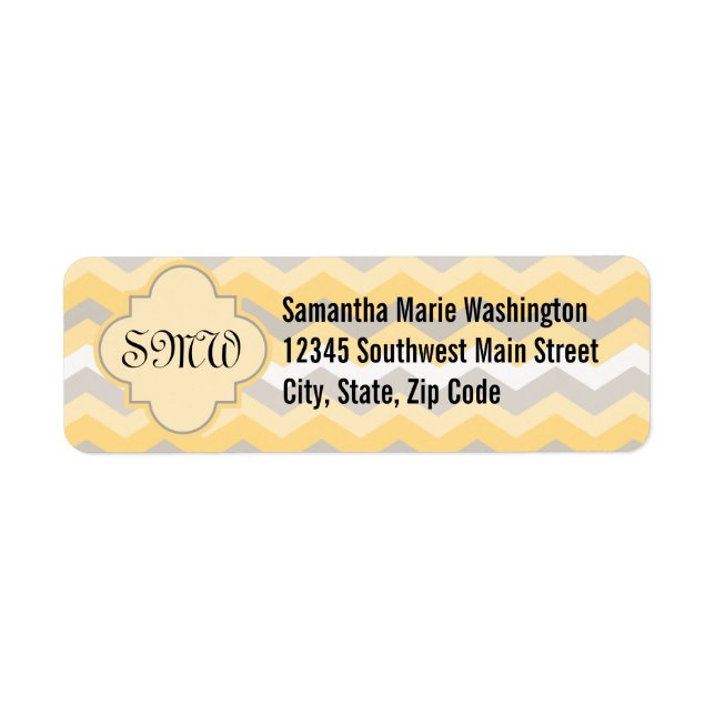 Yellow/Gray Chevron Zigzag Label (Front)