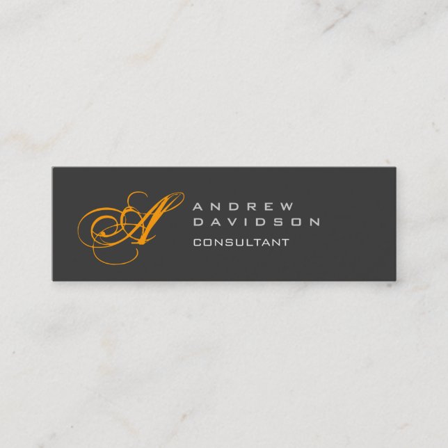 Yellow Gray Classical Monogram Plain Business Card (Front)