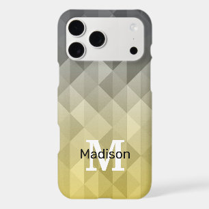 Yellow Gray Cool Geometric pattern Monogram iPhone 17 Pro Max Case