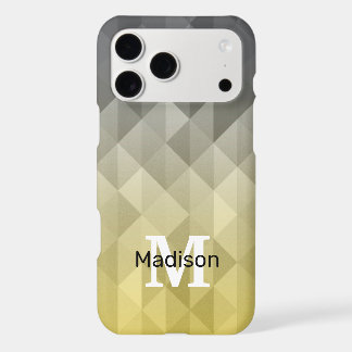 Yellow Gray Cool Geometric pattern Monogram iPhone 17 Pro Max Case