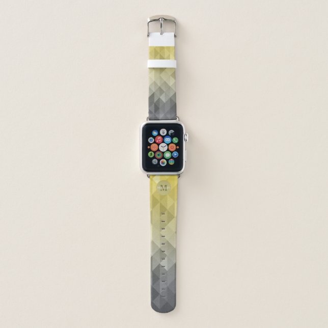 Yellow Gray Cool Ombre Geometric pattern Moonogram Apple Watch Band (Front)