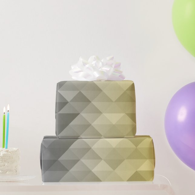 Yellow Gray Cool Ombre Geometric pattern Wrapping Paper (Party Gifts)