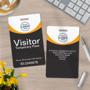 Yellow Gray Corporate Visitor Pass ID Custom Logo Badge