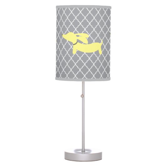 Yellow & Gray Dachshund Wiener Dog Lamp Nursery (Front)