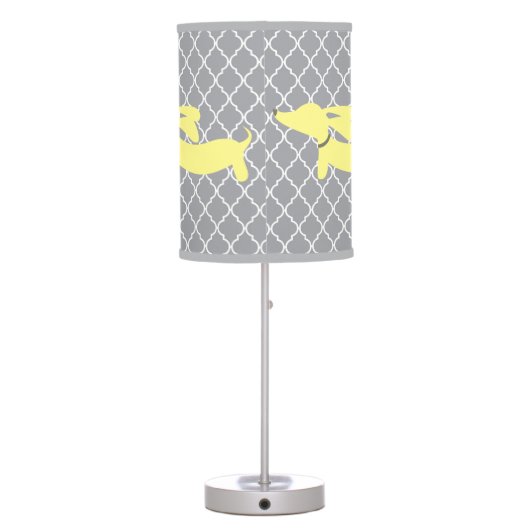 Yellow & Gray Dachshund Wiener Dog Lamp Nursery (Back)