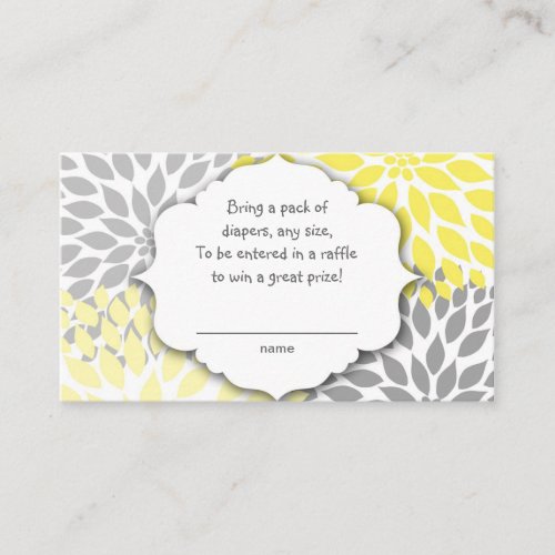 Yellow Gray Dahlia raffle ticket or insert card Business Card Template