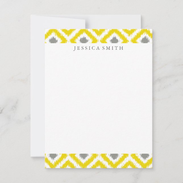 Yellow Gray Diamonds Ikat Pattern Thank You (Front)