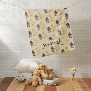 Yellow & Gray Ducklings Photo Personalized Baby Blanket