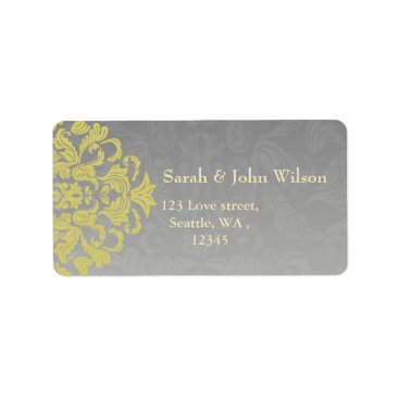 "yellow gray" elegance return address label