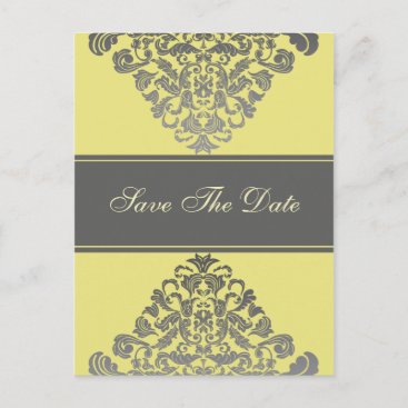 Yellow Gray Elegant Save The Date Announcement Postcard