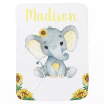 Yellow Gray Elephant Baby Blankets Floral Yellow Gray Elephant Baby Blankets Floral