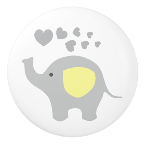 Yellow Gray Elephant Baby Boy Nursery Dresser Ceramic Knob