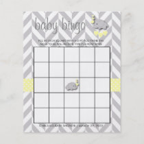 Yellow & Gray Elephant Baby Shower - Bingo Flyer