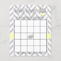 Yellow & Gray Elephant Baby Shower - Bingo Flyer