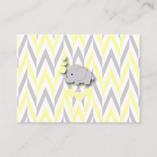 Yellow & Gray Elephant Baby Shower Book Request Enclosure Card (Front)