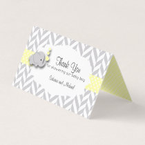 Yellow & Gray Elephant Baby Shower | Candy Toppers Business Card