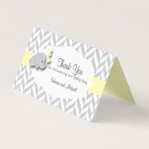 Yellow & Gray Elephant Baby Shower   Candy Toppers Business Card