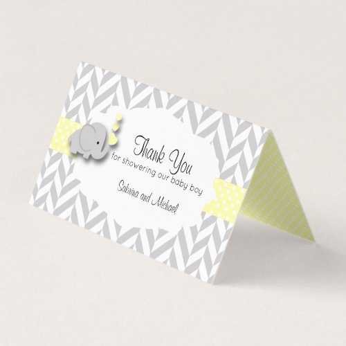 Yellow  Gray Elephant Baby Shower  Candy Toppers Business Card