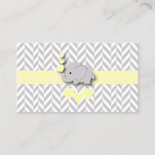 Yellow Gray Elephant Baby Shower Diaper Raffle Enclosure Card (Front)