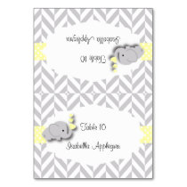 Yellow & Gray Elephant Baby Shower | Place Cards
