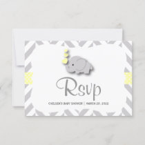 Yellow & Gray Elephant Baby Shower - RSVP