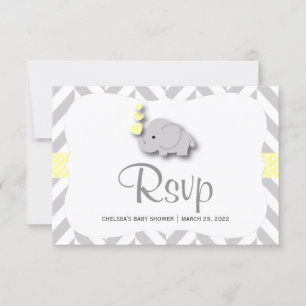 Yellow & Gray Elephant Baby Shower - RSVP Card