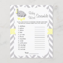 Yellow & Gray Elephant Baby Shower - Scramble Flyer