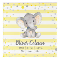 Yellow Gray Elephant Baby Stats Polka Dot Nursery Acrylic Print