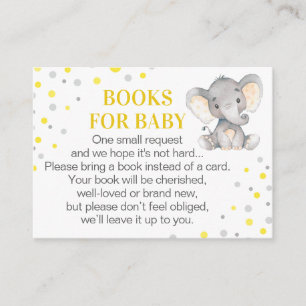 Yellow Gray Elephant Books for Baby Book Request Enclosure Card