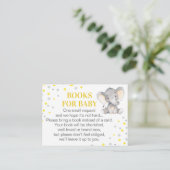 Yellow Gray Elephant Books for Baby Book Request Enclosure Card (Standing Front)