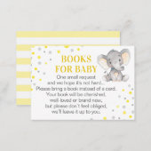 Yellow Gray Elephant Books for Baby Book Request Enclosure Card (Front/Back)