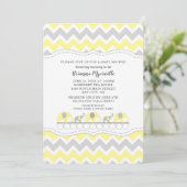 Yellow Gray Elephant neutral gender baby shower Invitation (Standing Front)