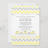 Yellow Gray Elephant neutral gender baby shower Invitation (Front)