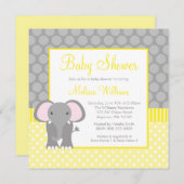 Yellow Gray Elephant Polka Dot Boy Baby Shower Invitation (Front/Back)