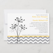 Yellow, Gray Floral, Chevron Wedding Invite (Back)