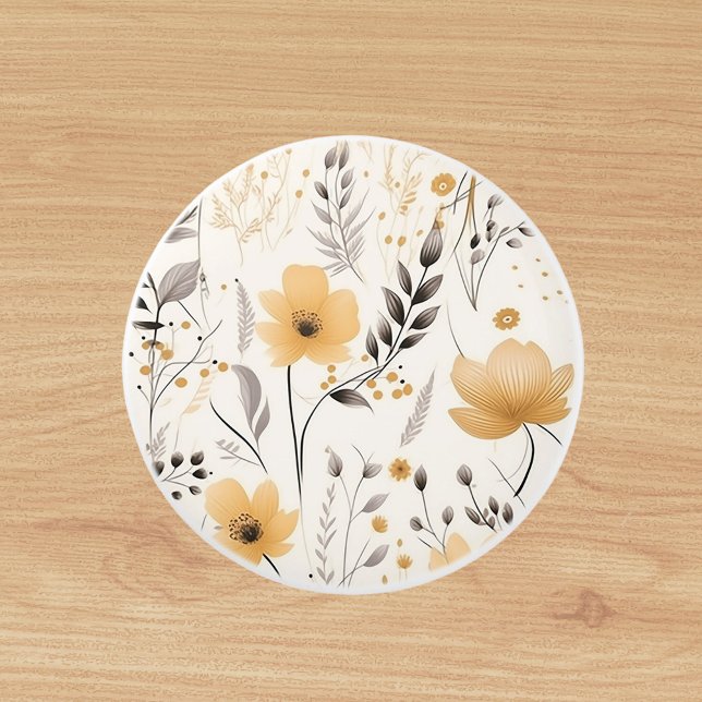 Yellow gray floral pattern ceramic knob (Creator Uploaded)