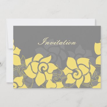 "yellow gray" floral wedding invitation